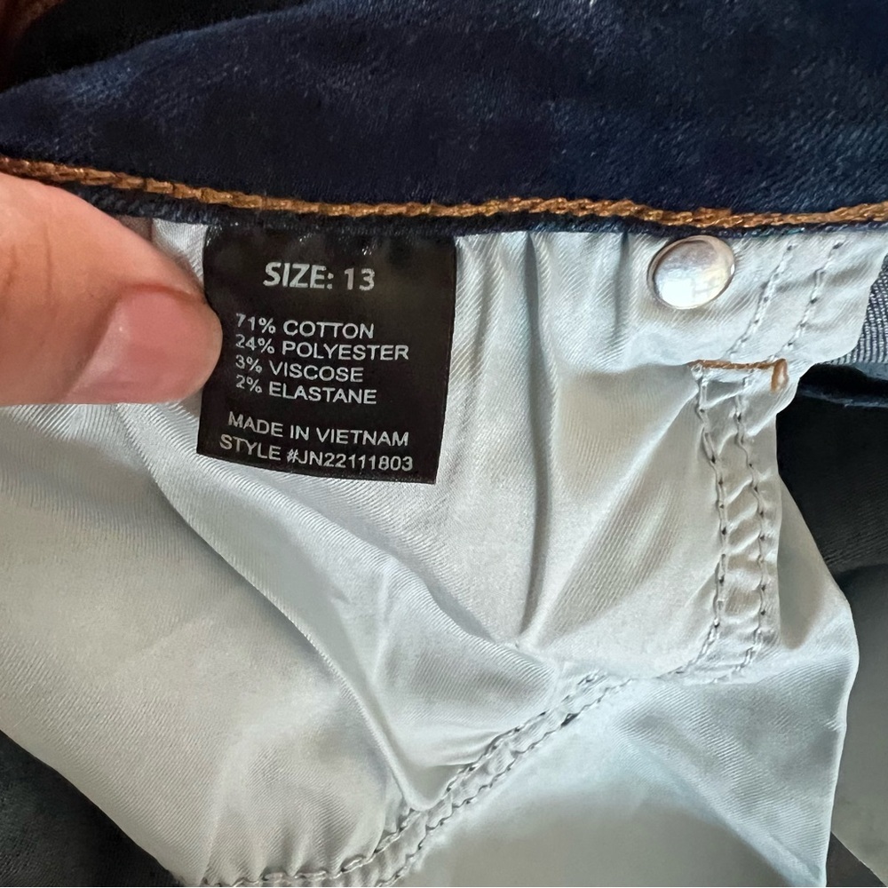 Fashion Nova Dark Blue Distressed Skinny Jeans | Size 13| - Picture 5 of 6